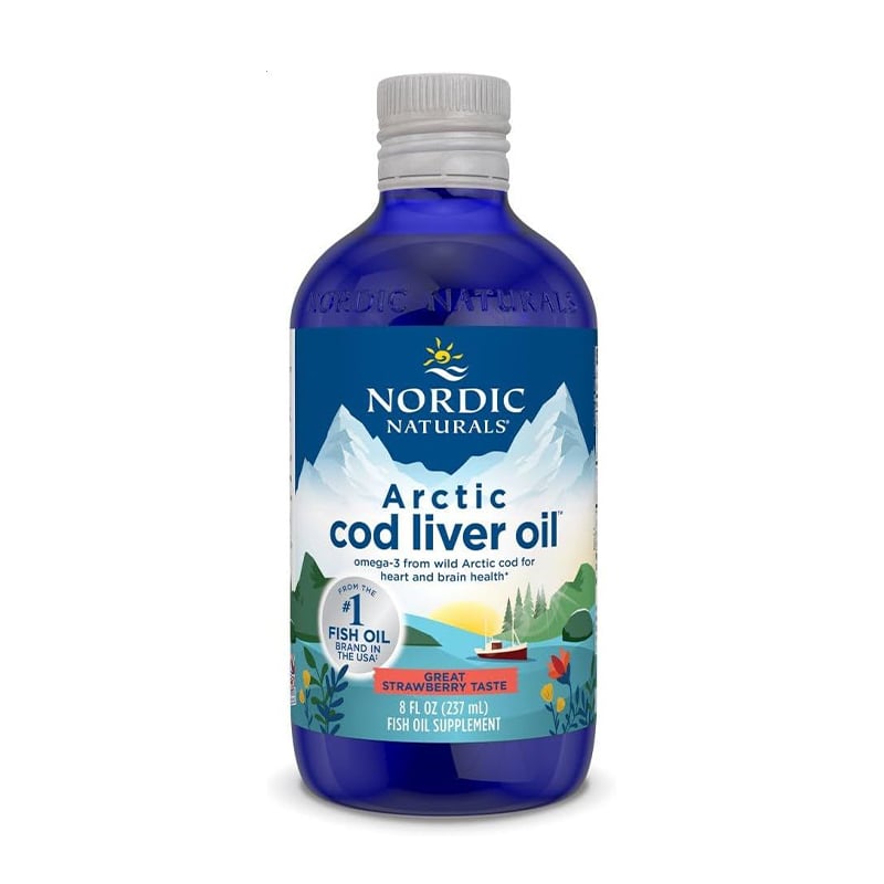 Риб'ячий жир з печінки тріски Nordic Naturals Arctic Cod Liver Oil зі смаком полуниці, 1060 мг, в рідині, 237 мл